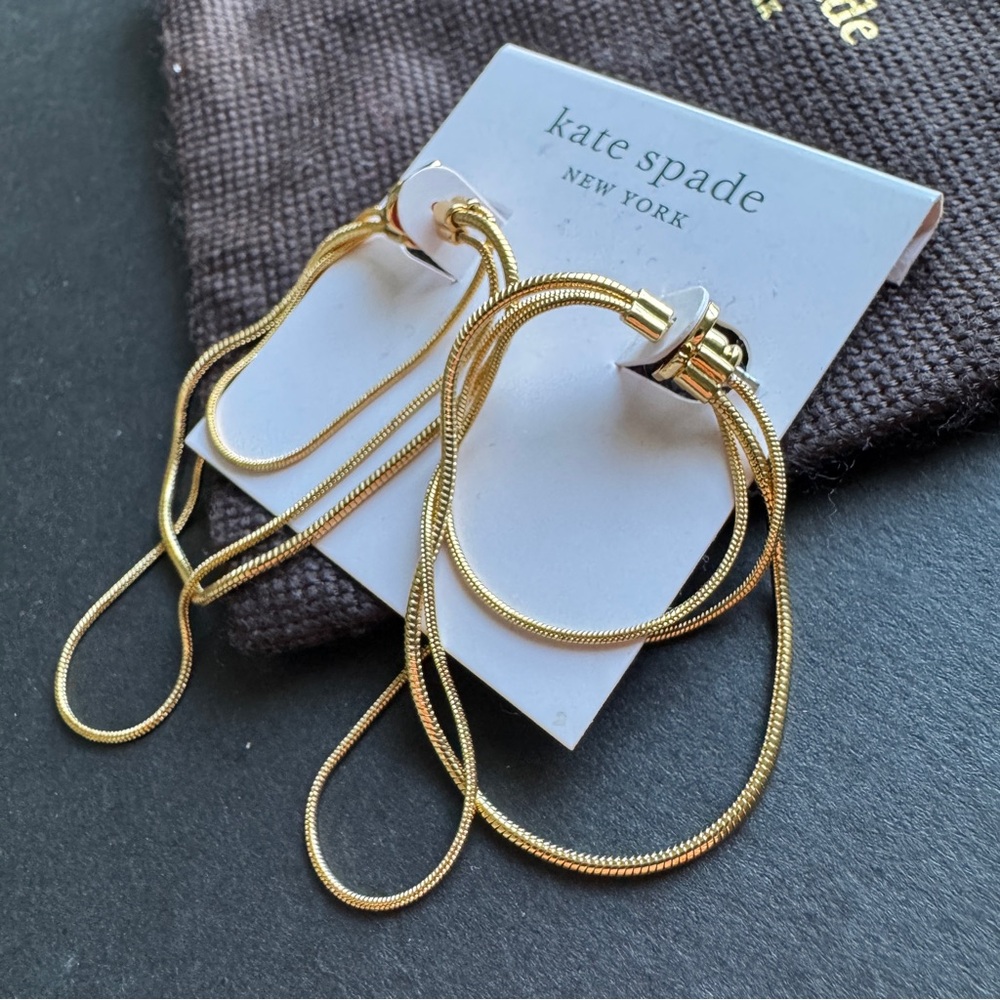 🌱 Kate Spade Know The Ropes Large Snake Chain Hoops - Picture 5 of 6
